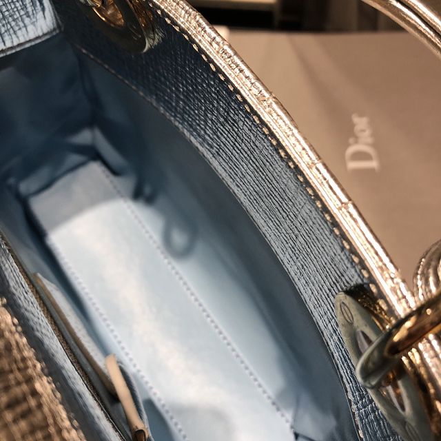 Dior original lambskin mini lady bag M0505 silver