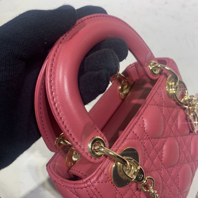 Dior original lambskin mini lady dior bag M0505 peony pink