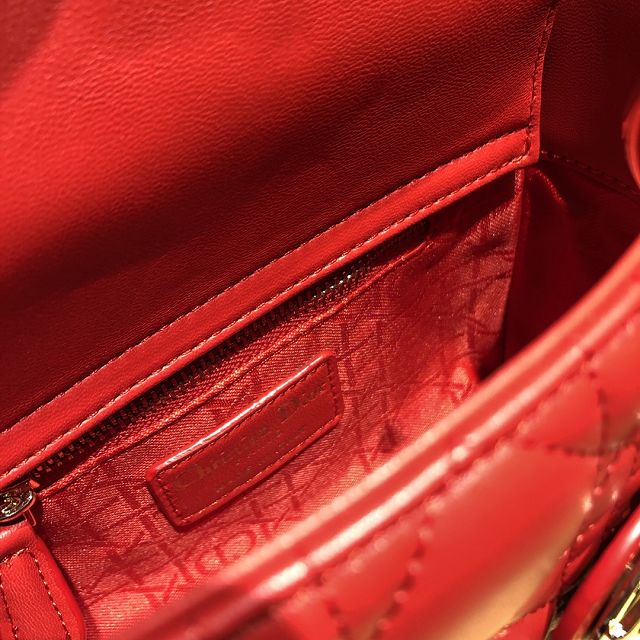 Dior original lambskin mini lady dior bag M0505-2 red