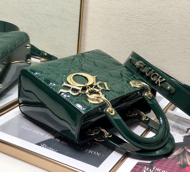 Dior original patent calfskin small my ABCdior bag M0538 green