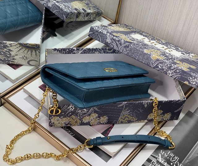Dior original calfskin caro belt pouch S5091 blue