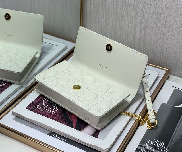 Dior original calfskin caro belt pouch S5091 white