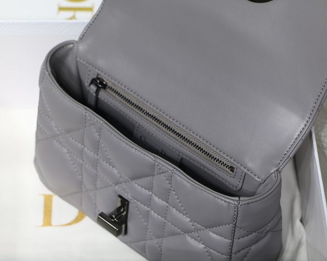 Dior original macrocannage calfskin small caro bag M9241 grey