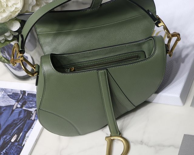 Dior original grained calfskin saddle bag M0446 green