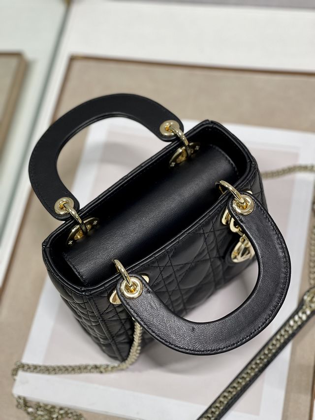 Dior original lambskin&suede mini lady dior bag M0505-3 black