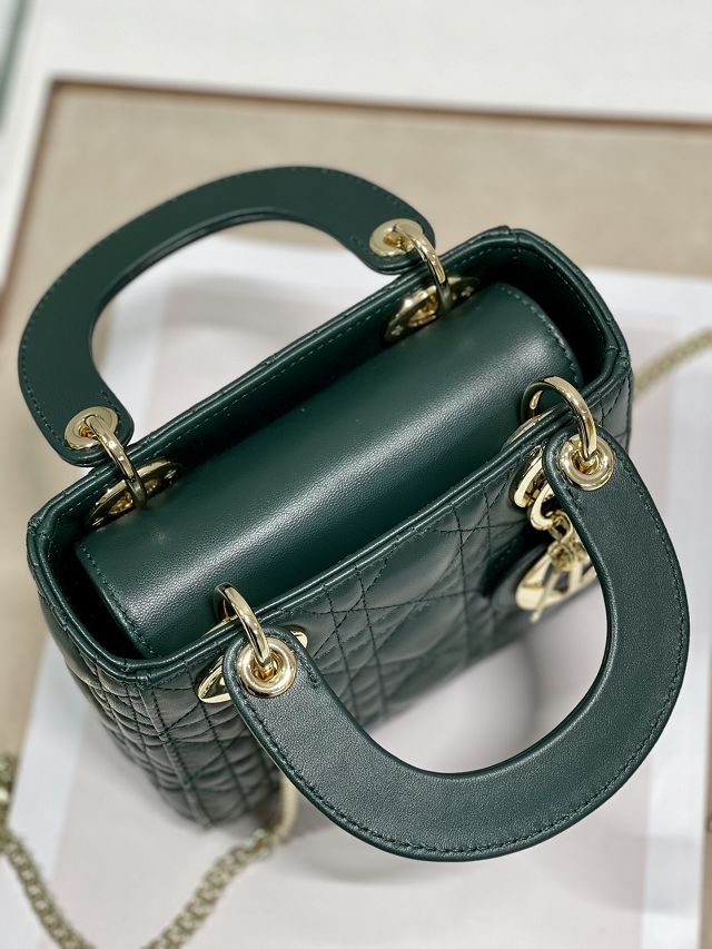 Dior original lambskin&suede mini lady dior bag M0505-3 green