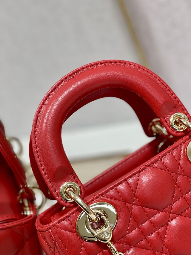 Dior original lambskin&suede mini lady dior bag M0505-3 red