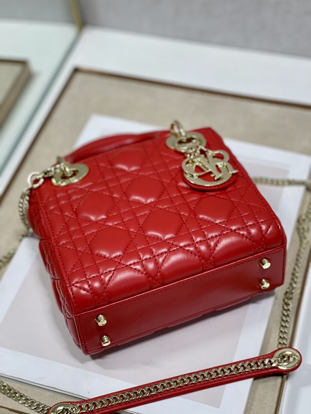 Dior original lambskin&suede mini lady dior bag M0505-3 red