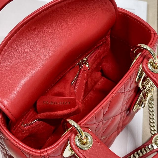 Dior original lambskin&suede mini lady dior bag M0505-3 red