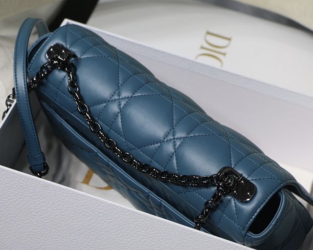 Dior original macrocannage calfskin large caro bag M9243 blue