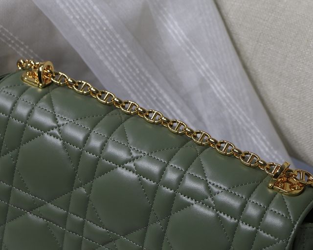 Dior original macrocannage calfskin large caro bag M9243 green