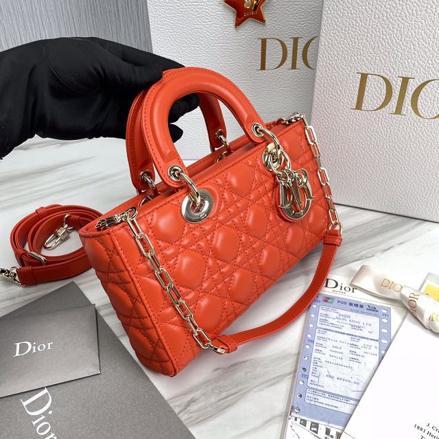 Dior original lambskin lady D-Joy bag M0540C bright orange