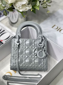 Dior original calfskin mini lady dior bag M0505S gray