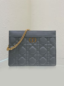Dior original calfskin pouch with chain S5106 gray