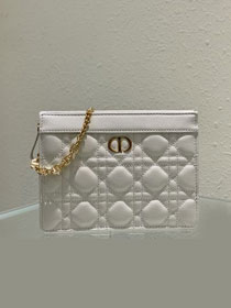 Dior original calfskin pouch with chain S5106 white