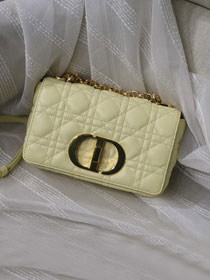 Dior original calfskin small caro bag M9241 light yellow