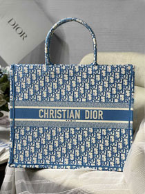 Dior original canvas large book tote bag M1286-2 blue