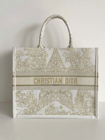 Dior original canvas large book tote bag M1286-6 white