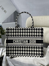 Dior original canvas medium book tote bag M1296-4 black&white