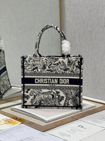Dior original canvas small book tote bag M1265-2 dark blue