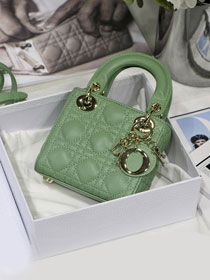 Dior original lambskin micro lady dior bag S0856 mint green