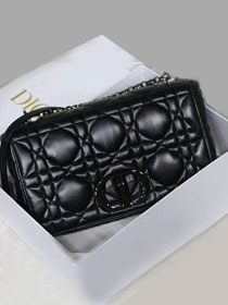Dior original macrocannage calfskin  large caro bag M9243 black