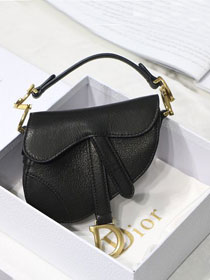 Dior original goatskin micro saddle bag S5685 black