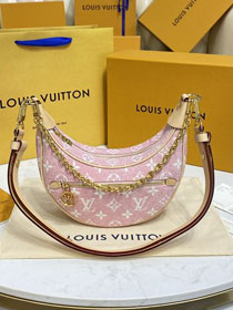 2022 Louis vuitton original denim textile loop handbag M81166 light pink