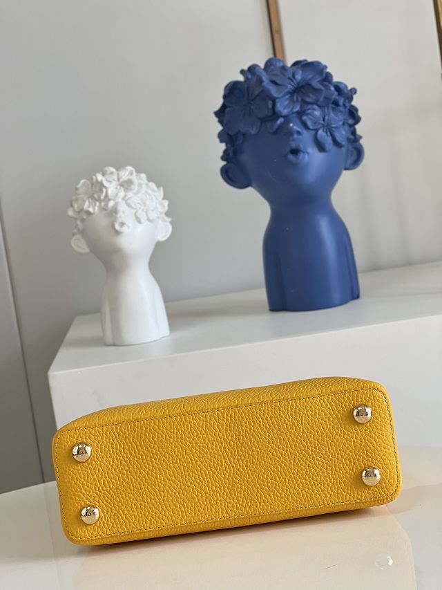 Louis vuitton original calfskin capucines BB handbag M59653 flower yellow