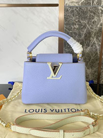 Louis vuitton original calfskin capucines mini handbag M59709 light blue