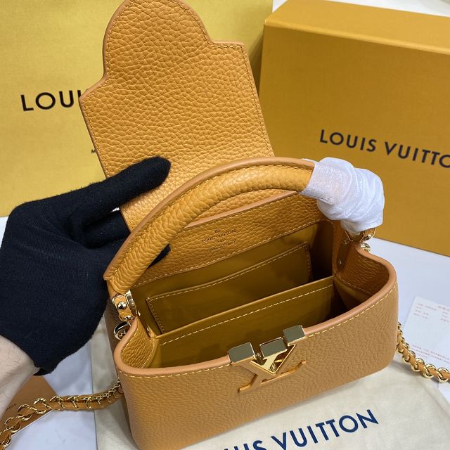 Louis vuitton original calfskin capucines mini handbag M59709 yellow