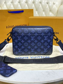 Louis vuitton original monogram calfskin messenger bag M45760 blue