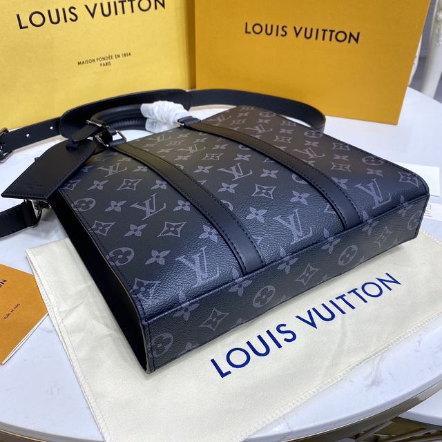 Louis vuitton original monogram eclipse sac plat bag M59960 black