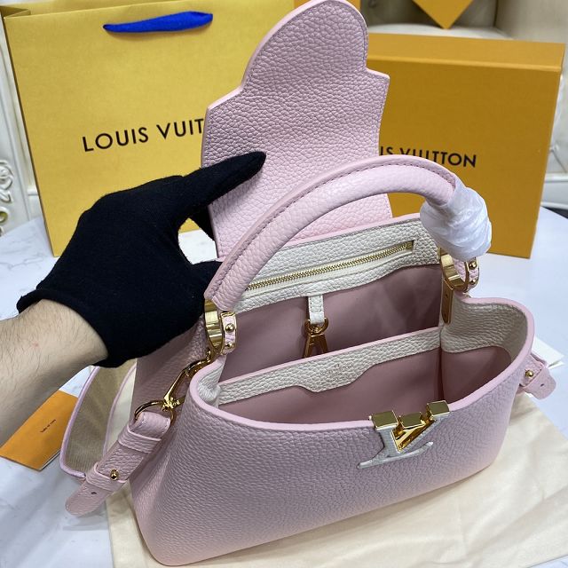 Louis vuitton original calfskin capucines BB handbag M59597 pink