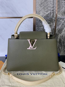 Louis vuitton original calfskin capucines mm handbag M59516 khaki green
