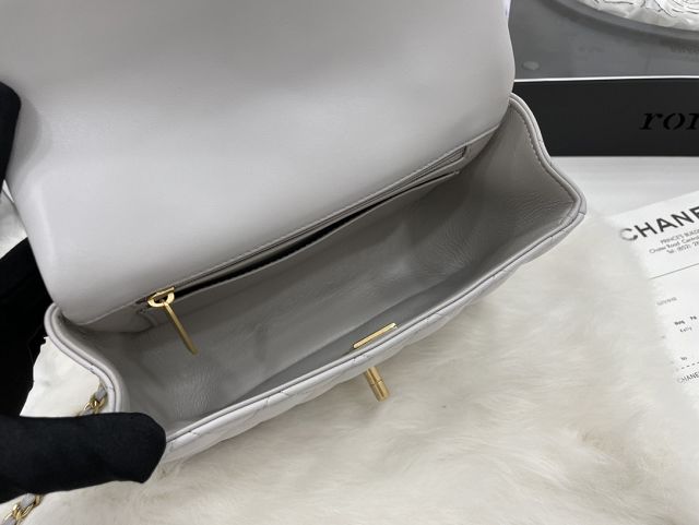 CC original lambskin top handle flap bag bag AS2431 grey