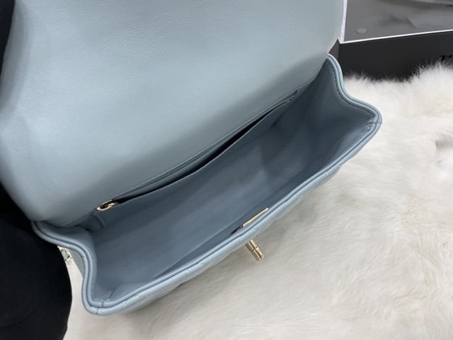 CC original lambskin top handle flap bag bag AS2431-2 light blue