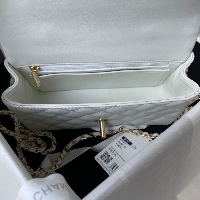 CC original lambskin top handle flap bag bag AS2431-2 white