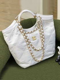 2022 CC original nylon maxi shopping bag AS3152 white