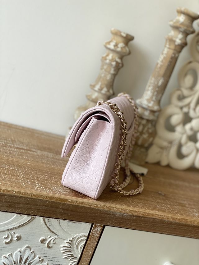 CC original grained calfskin medium flap bag A01112 light pink