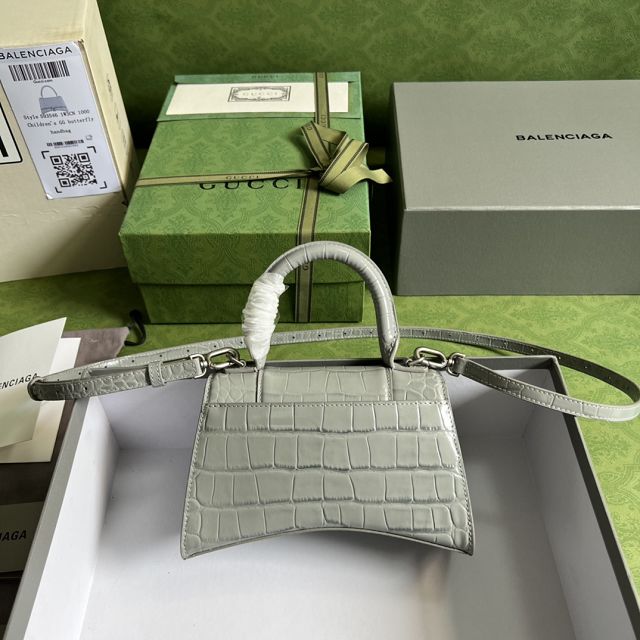2022 GG original crocodile calfskin hacker project mini hourglass bag 5928331 grey