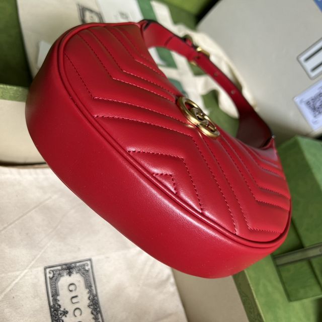 2022 GG original calfskin marmont half-moon-shaped mini bag 699514 red