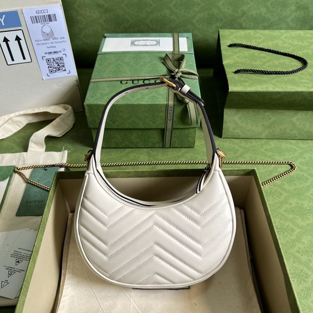 2022 GG original calfskin marmont half-moon-shaped mini bag 699514 white