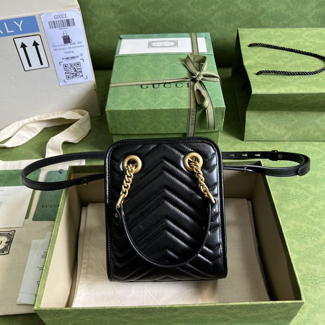 2022 GG original calfskin marmont mini bag 696123 black