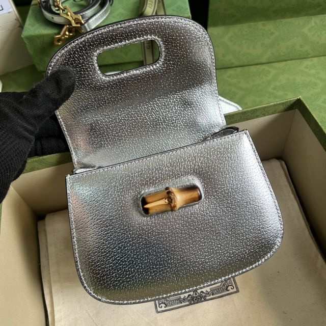 2022 GG original calfskin mini top handle bag 686864 silver