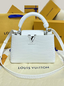 Louis vuitton original crocodile calfskin capucines BB handbag M94517 white