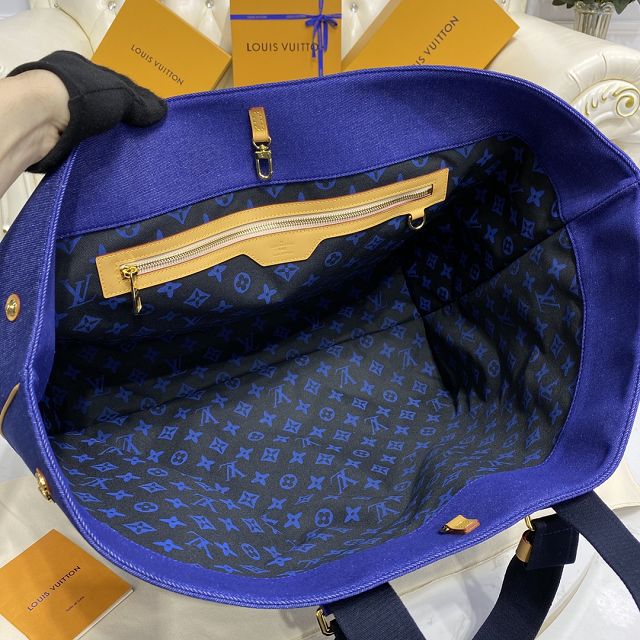 Louis vuitton original denim large shopping bag m94147 blue