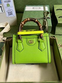 GG original lizard calfskin diana mini tote bag 675800 light green