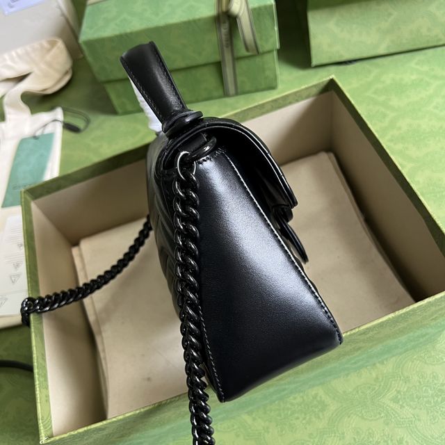 2022 GG original calfskin marmont mini top handle bag 702563 black