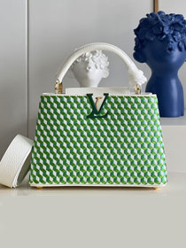 Louis vuitton original textile capucines BB handbag M59653 green&white